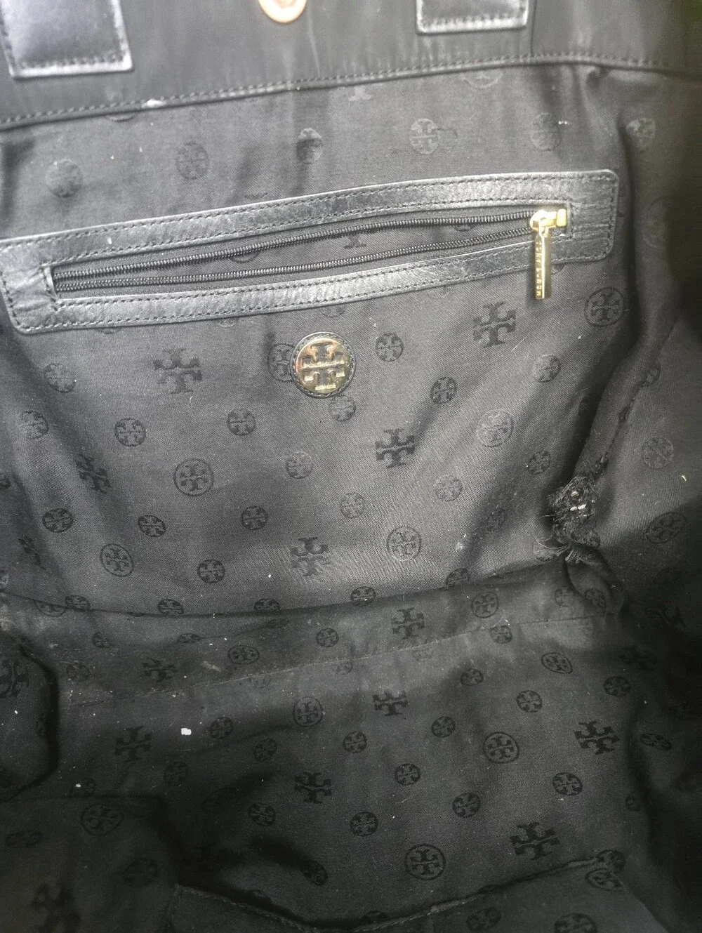 Tory Burch Black Quilted Logo Tote